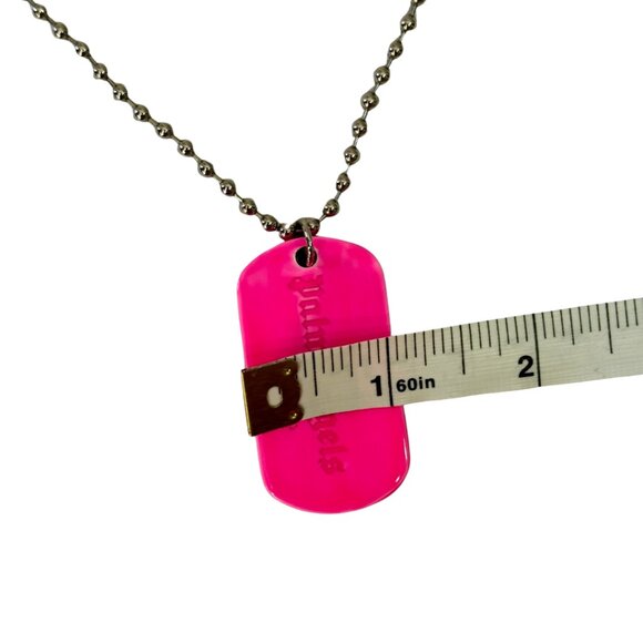 PALM ANGELS Men's Logo-engraved Dog Tag Brass Necklace in Fuscia - Picture 8 of 10
